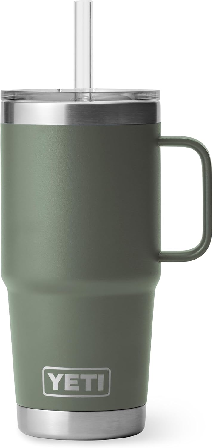 YETI Rambler 42 oz Tumbler with Handle and Straw Lid, Travel Mug Water Tumbler, Vacuum Insulated Cup with Handle, Stainless Steel, Key Lime