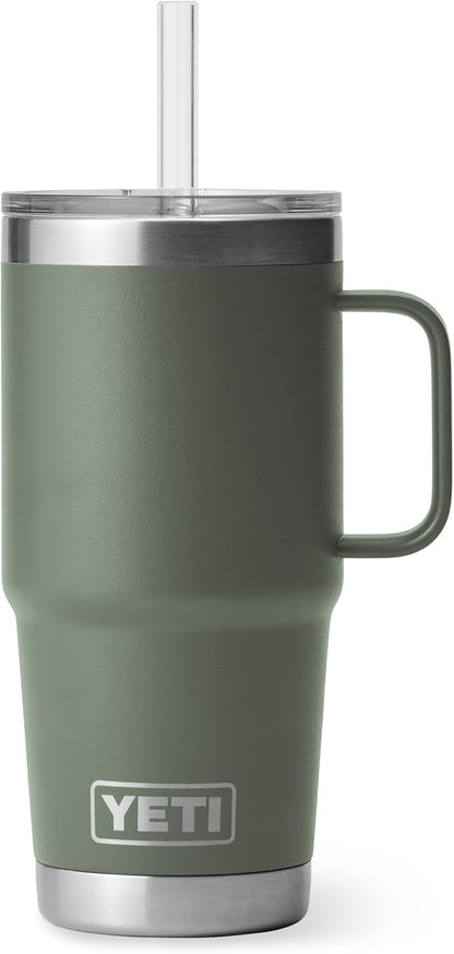 YETI Rambler 42 oz Tumbler with Handle and Straw Lid, Travel Mug Water Tumbler, Vacuum Insulated Cup with Handle, Stainless Steel, Key Lime