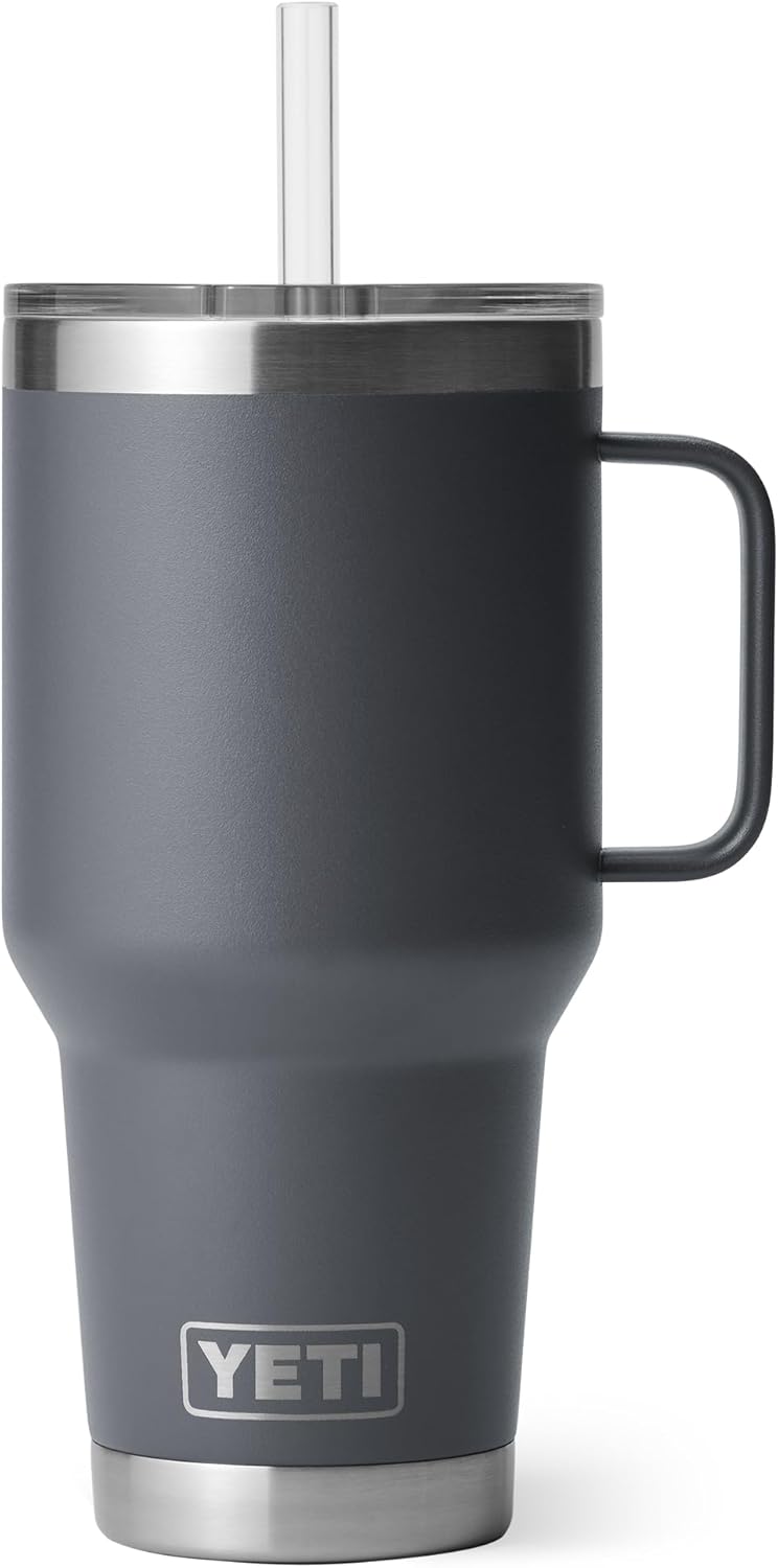 YETI Rambler 42 oz Tumbler with Handle and Straw Lid, Travel Mug Water Tumbler, Vacuum Insulated Cup with Handle, Stainless Steel, Key Lime