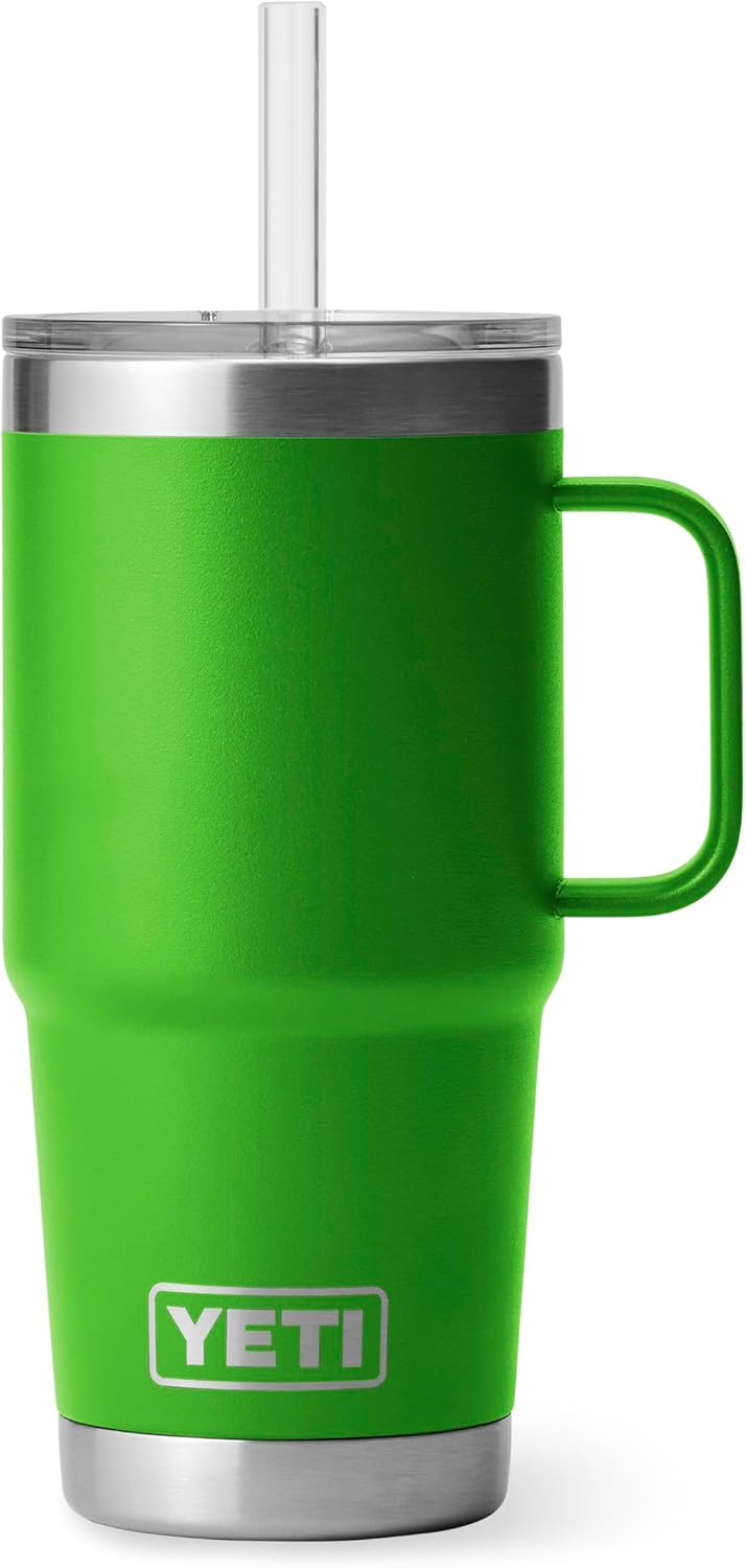 YETI Rambler 42 oz Tumbler with Handle and Straw Lid, Travel Mug Water Tumbler, Vacuum Insulated Cup with Handle, Stainless Steel, Key Lime