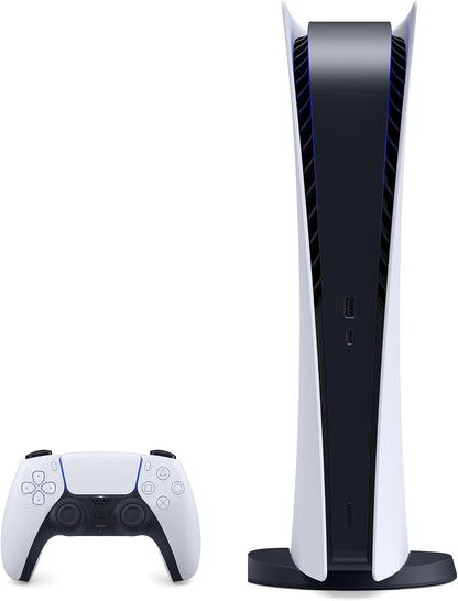 PS5 - Sony PlayStation 5 Digital Edition Gaming Console + Wireless Controller - 16GB GDDR6 RAM, 825GB SSD, 120Hz 8K Output, White