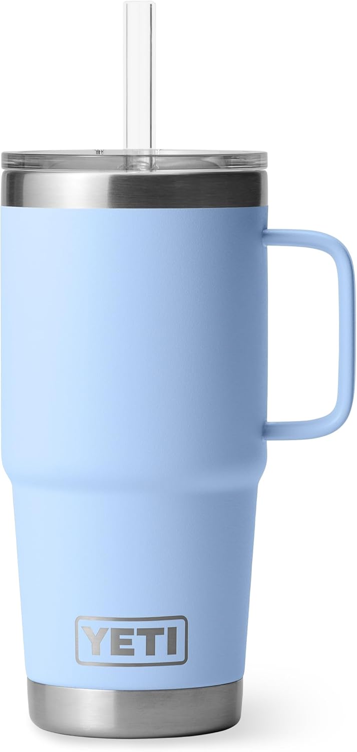 YETI Rambler 42 oz Tumbler with Handle and Straw Lid, Travel Mug Water Tumbler, Vacuum Insulated Cup with Handle, Stainless Steel, Key Lime