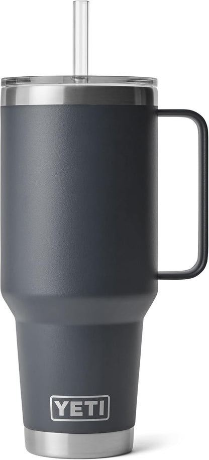 YETI Rambler 42 oz Tumbler with Handle and Straw Lid, Travel Mug Water Tumbler, Vacuum Insulated Cup with Handle, Stainless Steel, Key Lime