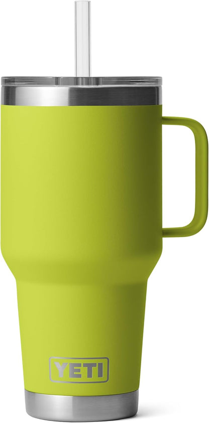 YETI Rambler 42 oz Tumbler with Handle and Straw Lid, Travel Mug Water Tumbler, Vacuum Insulated Cup with Handle, Stainless Steel, Key Lime