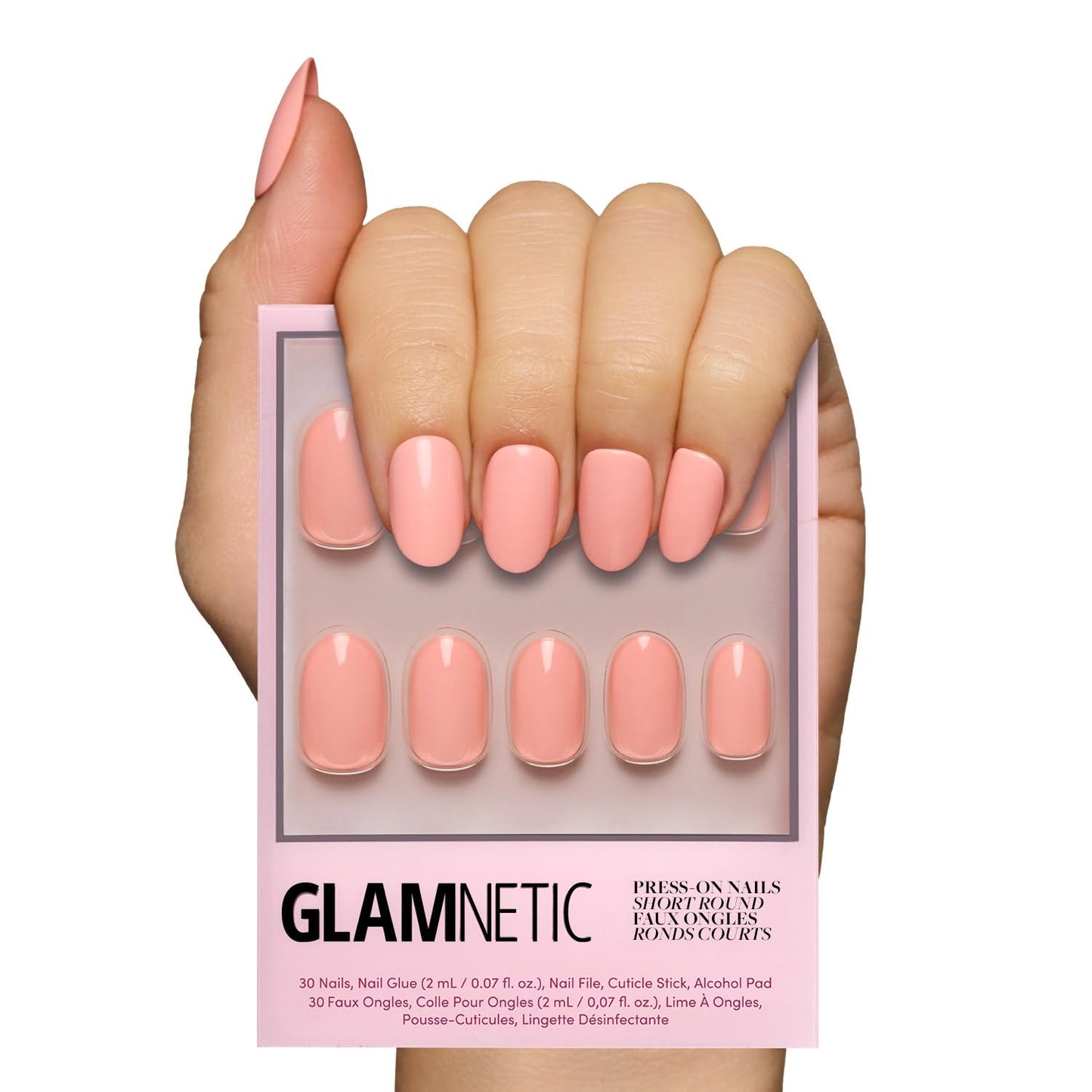 Glamnetic Press On Nails - Pistachio Crème | Short Almond Mint Blue French Tips with a Glossy Finish, Fake Nails, Reusable | 15 Sizes - 30 Nail Kit with Glue