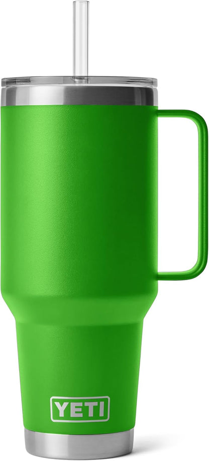 YETI Rambler 42 oz Tumbler with Handle and Straw Lid, Travel Mug Water Tumbler, Vacuum Insulated Cup with Handle, Stainless Steel, Key Lime
