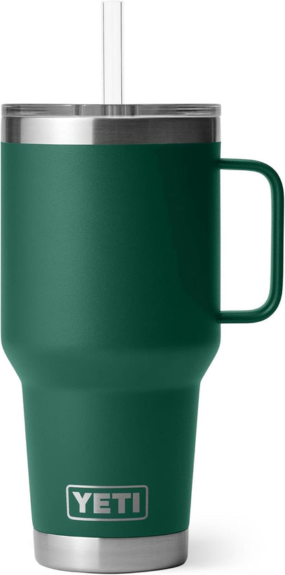 YETI Rambler 42 oz Tumbler with Handle and Straw Lid, Travel Mug Water Tumbler, Vacuum Insulated Cup with Handle, Stainless Steel, Key Lime