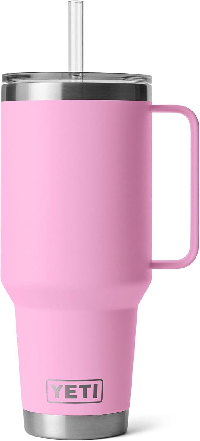 YETI Rambler 42 oz Tumbler with Handle and Straw Lid, Travel Mug Water Tumbler, Vacuum Insulated Cup with Handle, Stainless Steel, Key Lime