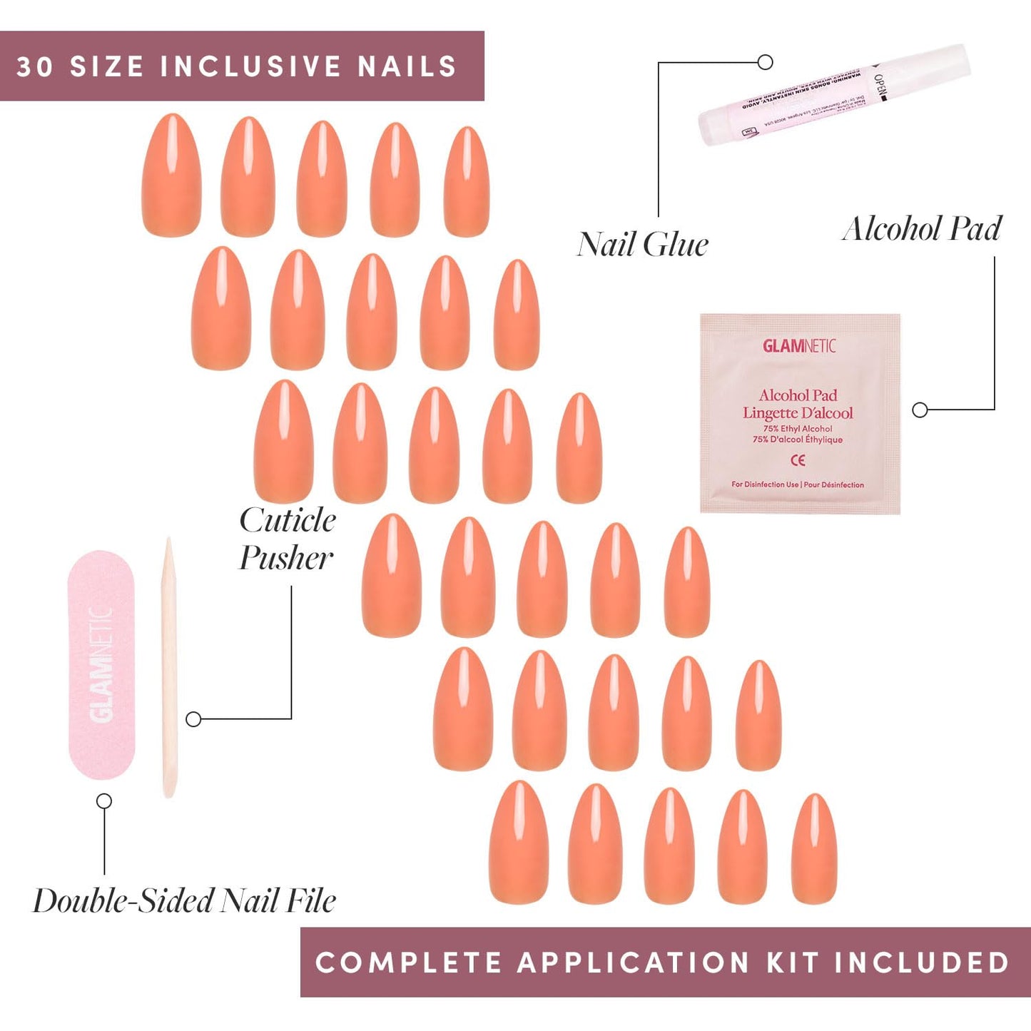 Glamnetic Press On Nails - Pistachio Crème | Short Almond Mint Blue French Tips with a Glossy Finish, Fake Nails, Reusable | 15 Sizes - 30 Nail Kit with Glue