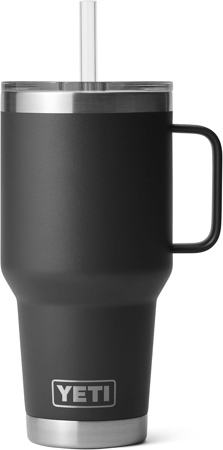 YETI Rambler 42 oz Tumbler with Handle and Straw Lid, Travel Mug Water Tumbler, Vacuum Insulated Cup with Handle, Stainless Steel, Key Lime