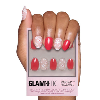 Glamnetic Press On Nails - Pistachio Crème | Short Almond Mint Blue French Tips with a Glossy Finish, Fake Nails, Reusable | 15 Sizes - 30 Nail Kit with Glue
