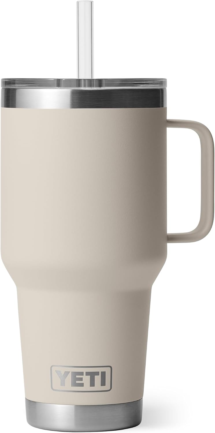 YETI Rambler 42 oz Tumbler with Handle and Straw Lid, Travel Mug Water Tumbler, Vacuum Insulated Cup with Handle, Stainless Steel, Key Lime