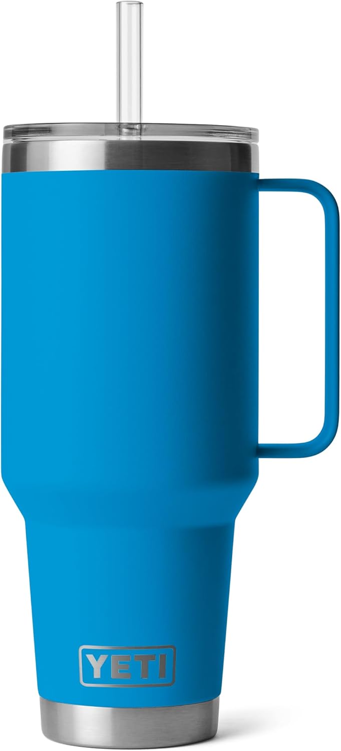 YETI Rambler 42 oz Tumbler with Handle and Straw Lid, Travel Mug Water Tumbler, Vacuum Insulated Cup with Handle, Stainless Steel, Key Lime