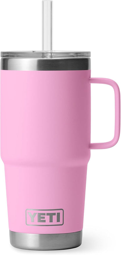 YETI Rambler 42 oz Tumbler with Handle and Straw Lid, Travel Mug Water Tumbler, Vacuum Insulated Cup with Handle, Stainless Steel, Key Lime