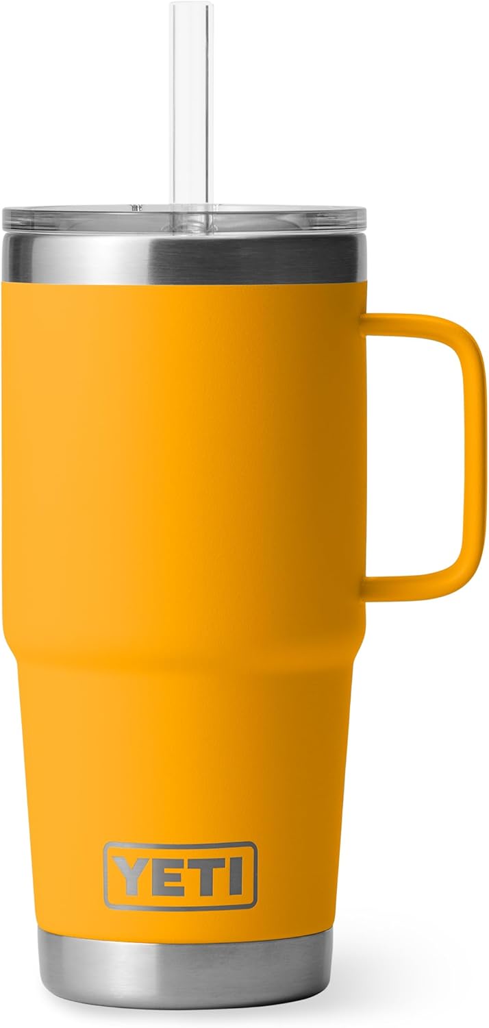 YETI Rambler 42 oz Tumbler with Handle and Straw Lid, Travel Mug Water Tumbler, Vacuum Insulated Cup with Handle, Stainless Steel, Key Lime