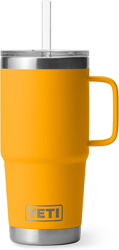 YETI Rambler 42 oz Tumbler with Handle and Straw Lid, Travel Mug Water Tumbler, Vacuum Insulated Cup with Handle, Stainless Steel, Key Lime