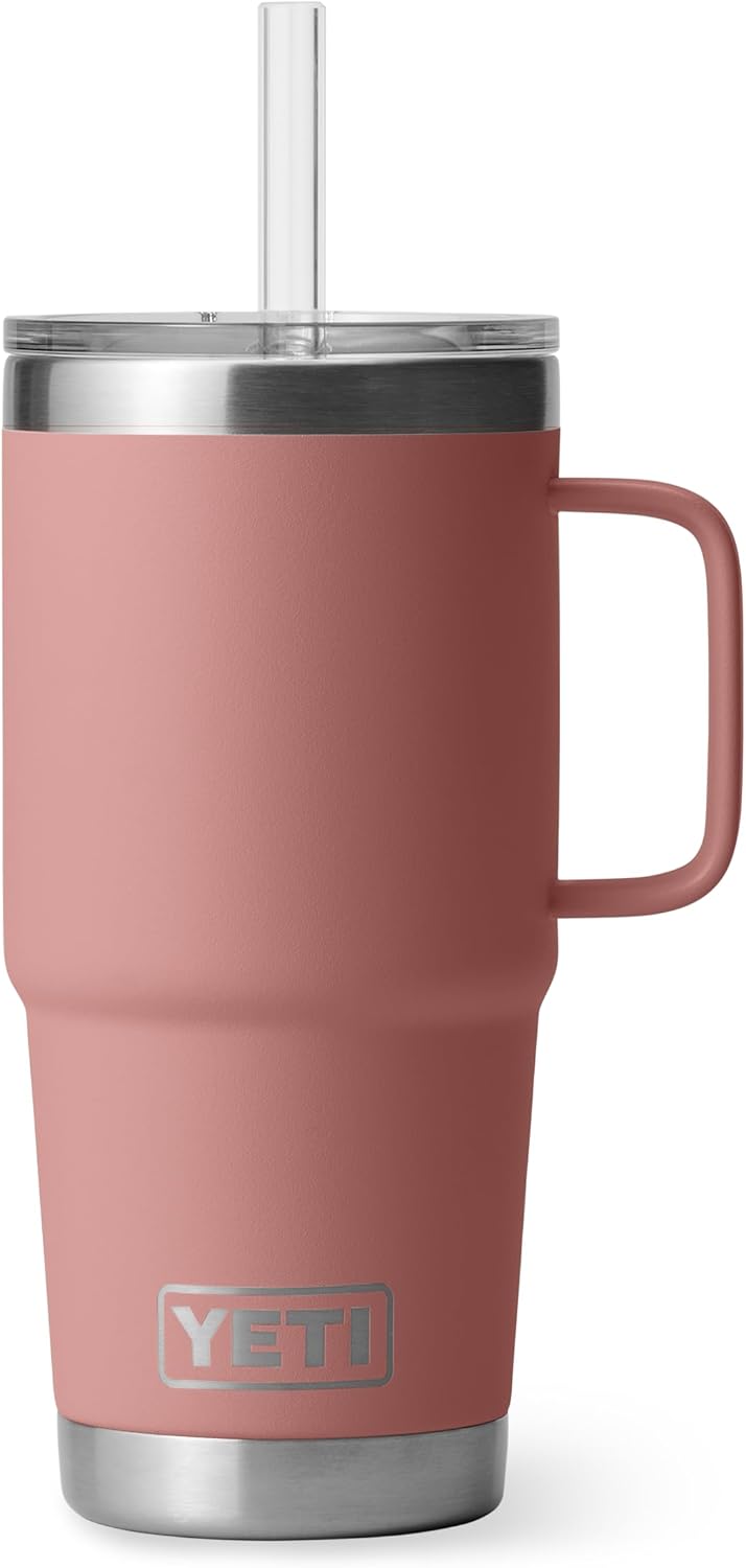 YETI Rambler 42 oz Tumbler with Handle and Straw Lid, Travel Mug Water Tumbler, Vacuum Insulated Cup with Handle, Stainless Steel, Key Lime