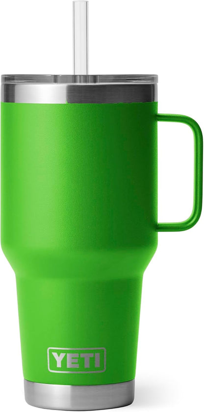 YETI Rambler 42 oz Tumbler with Handle and Straw Lid, Travel Mug Water Tumbler, Vacuum Insulated Cup with Handle, Stainless Steel, Key Lime