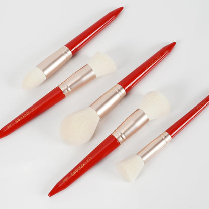 18-Piece Makeup Brush Set with Holder Case – Complete Professional Brush Collection for Flawless Makeup Application in Red -Soft Bristles (Red)