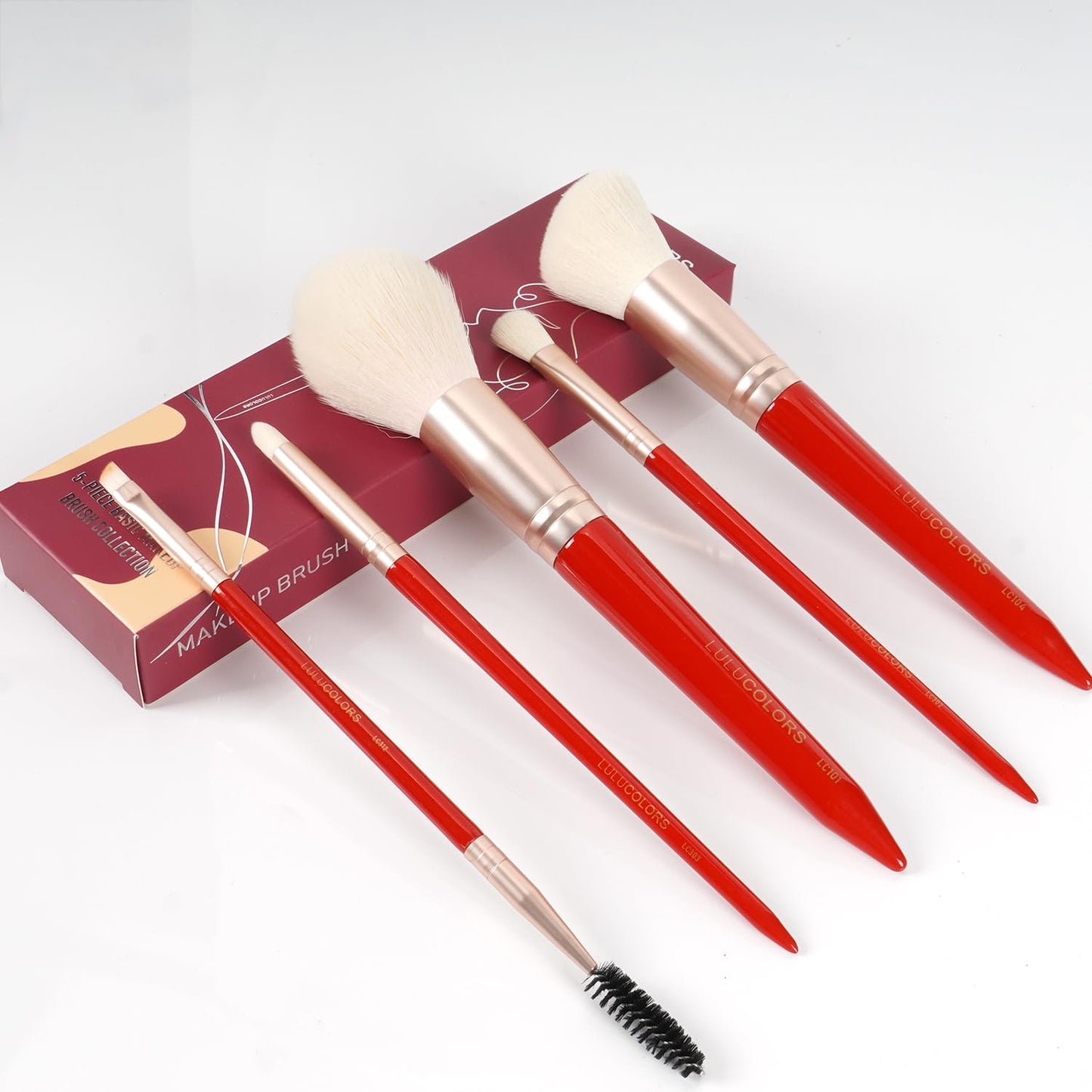 18-Piece Makeup Brush Set with Holder Case – Complete Professional Brush Collection for Flawless Makeup Application in Red -Soft Bristles (Red)
