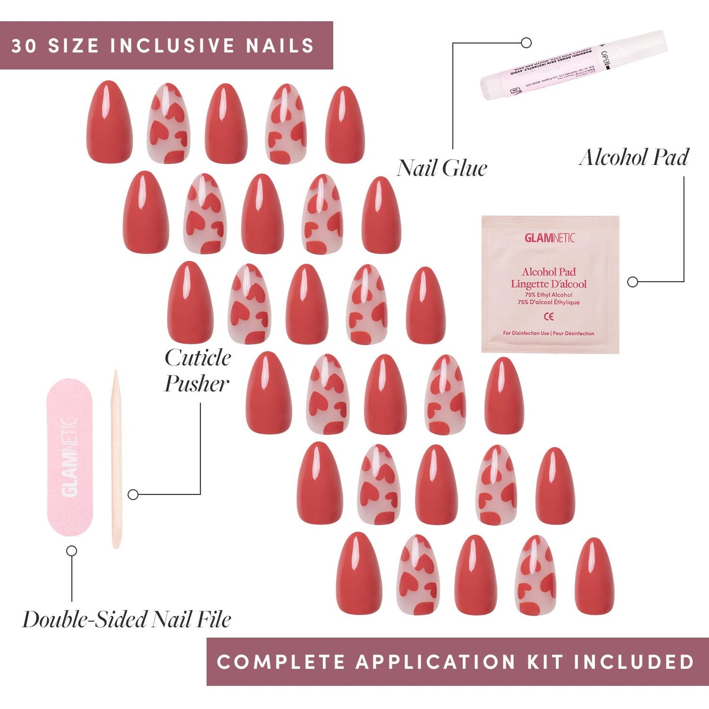 Glamnetic Press On Nails - Pistachio Crème | Short Almond Mint Blue French Tips with a Glossy Finish, Fake Nails, Reusable | 15 Sizes - 30 Nail Kit with Glue