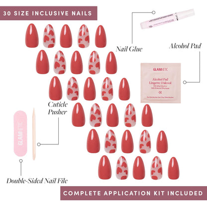 Glamnetic Press On Nails - Pistachio Crème | Short Almond Mint Blue French Tips with a Glossy Finish, Fake Nails, Reusable | 15 Sizes - 30 Nail Kit with Glue