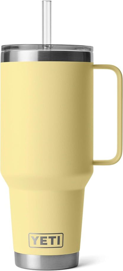 YETI Rambler 42 oz Tumbler with Handle and Straw Lid, Travel Mug Water Tumbler, Vacuum Insulated Cup with Handle, Stainless Steel, Key Lime