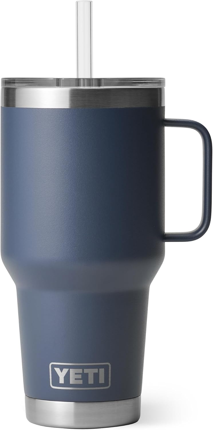 YETI Rambler 42 oz Tumbler with Handle and Straw Lid, Travel Mug Water Tumbler, Vacuum Insulated Cup with Handle, Stainless Steel, Key Lime