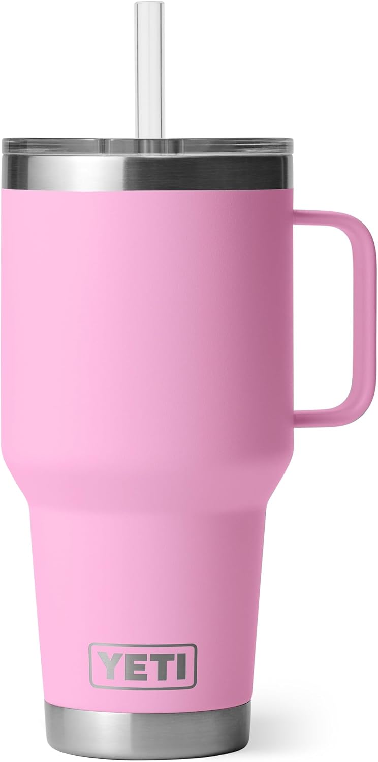 YETI Rambler 42 oz Tumbler with Handle and Straw Lid, Travel Mug Water Tumbler, Vacuum Insulated Cup with Handle, Stainless Steel, Key Lime