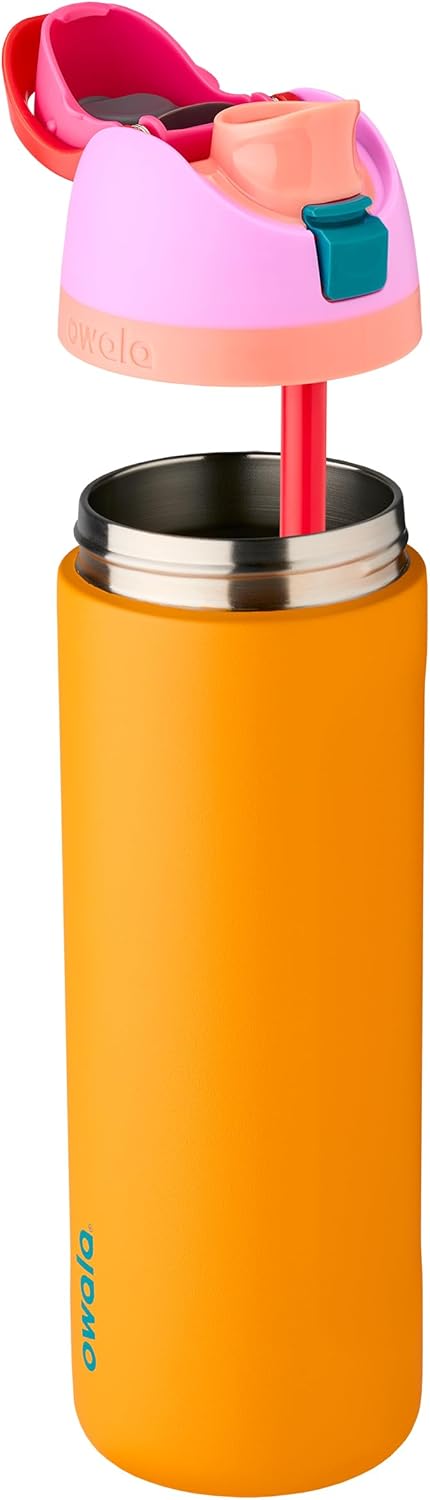 Owala FreeSip Insulated Stainless Steel Water Bottle with Straw for Sports and Travel, BPA-Free, 24-oz, Very, Very Dark