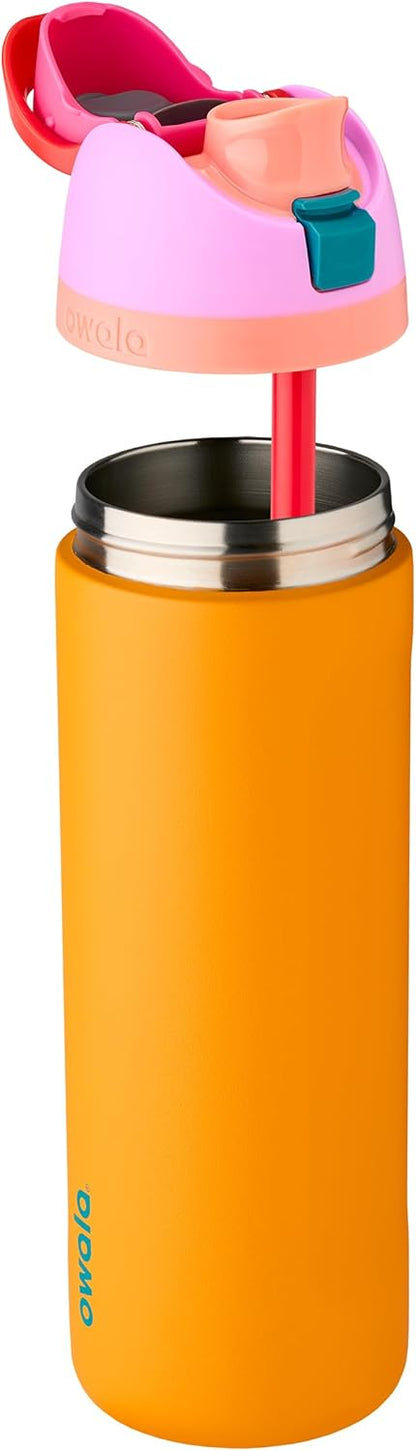 Owala FreeSip Insulated Stainless Steel Water Bottle with Straw for Sports and Travel, BPA-Free, 24-oz, Very, Very Dark