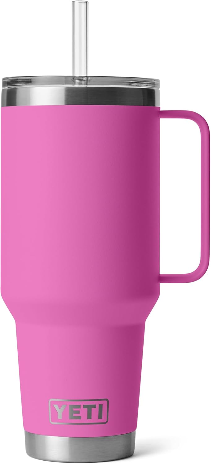 YETI Rambler 42 oz Tumbler with Handle and Straw Lid, Travel Mug Water Tumbler, Vacuum Insulated Cup with Handle, Stainless Steel, Key Lime