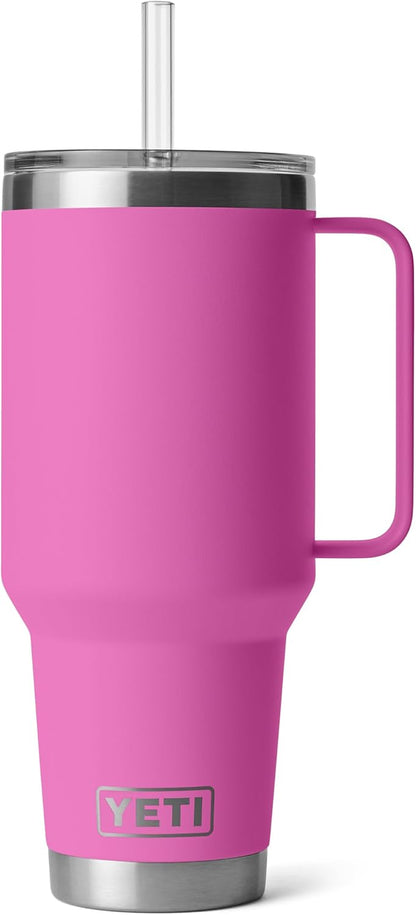 YETI Rambler 42 oz Tumbler with Handle and Straw Lid, Travel Mug Water Tumbler, Vacuum Insulated Cup with Handle, Stainless Steel, Key Lime