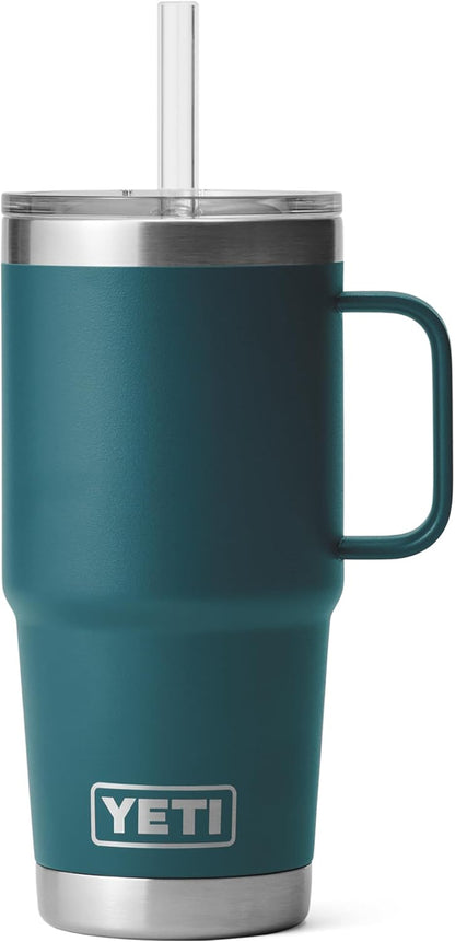 YETI Rambler 42 oz Tumbler with Handle and Straw Lid, Travel Mug Water Tumbler, Vacuum Insulated Cup with Handle, Stainless Steel, Key Lime