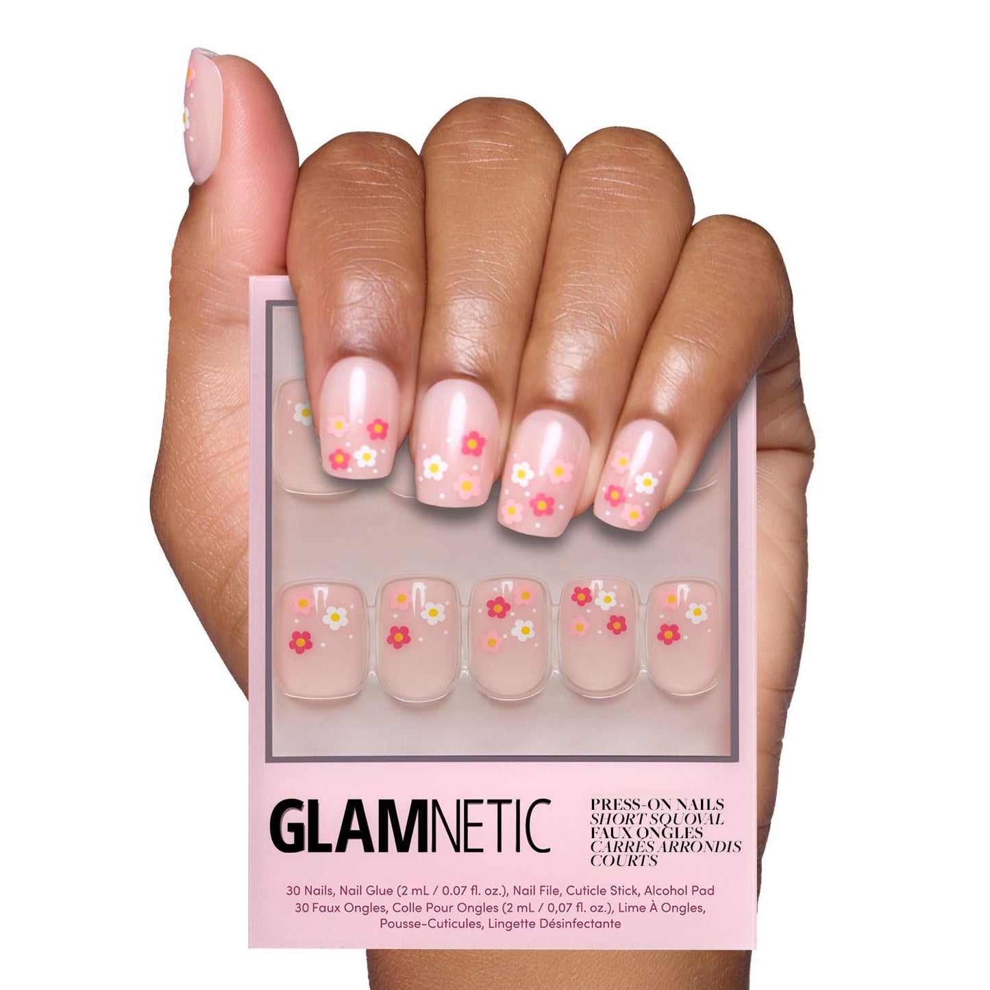 Glamnetic Press On Nails - Pistachio Crème | Short Almond Mint Blue French Tips with a Glossy Finish, Fake Nails, Reusable | 15 Sizes - 30 Nail Kit with Glue
