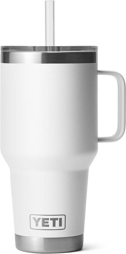 YETI Rambler 42 oz Tumbler with Handle and Straw Lid, Travel Mug Water Tumbler, Vacuum Insulated Cup with Handle, Stainless Steel, Key Lime