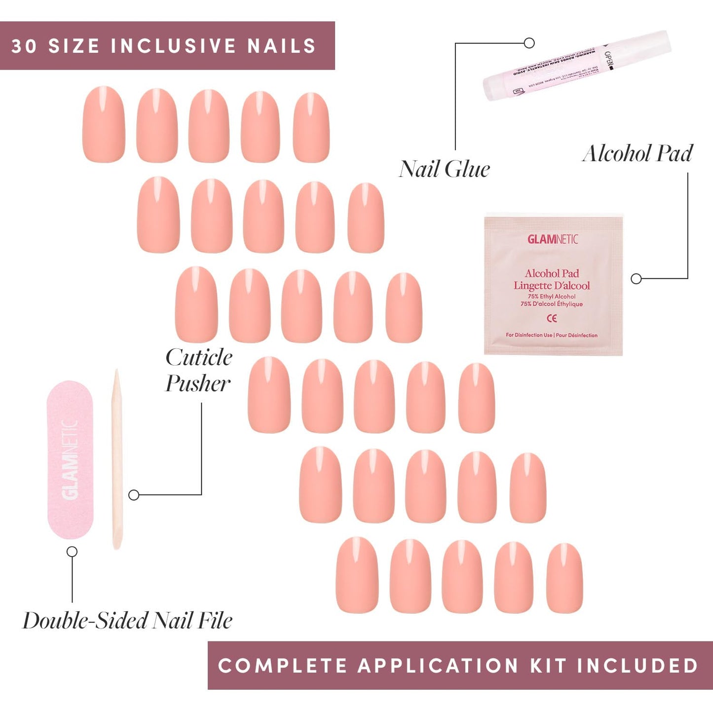 Glamnetic Press On Nails - Pistachio Crème | Short Almond Mint Blue French Tips with a Glossy Finish, Fake Nails, Reusable | 15 Sizes - 30 Nail Kit with Glue