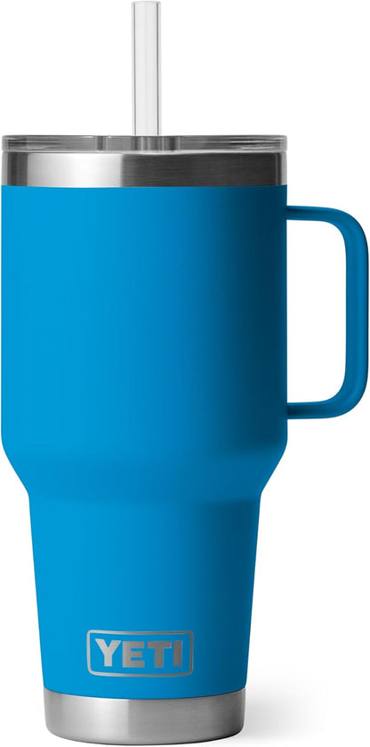 YETI Rambler 42 oz Tumbler with Handle and Straw Lid, Travel Mug Water Tumbler, Vacuum Insulated Cup with Handle, Stainless Steel, Key Lime