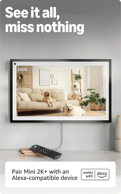 Blink Mini 2K+ (newest model) – Plug-in Home & Pet Indoor Security Camera with 2K video resolution, night vision, enhanced audio, motion detection – 1 camera (Black)