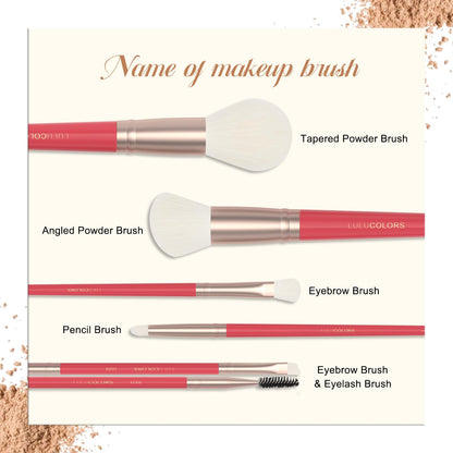 18-Piece Makeup Brush Set with Holder Case – Complete Professional Brush Collection for Flawless Makeup Application in Red -Soft Bristles (Red)