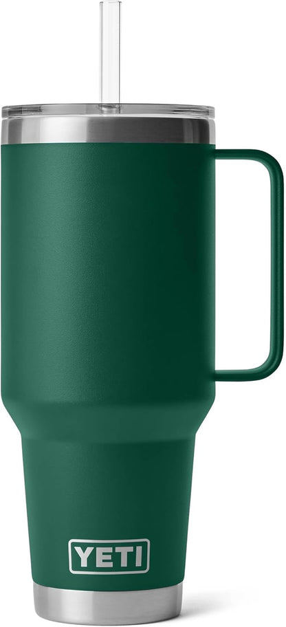 YETI Rambler 42 oz Tumbler with Handle and Straw Lid, Travel Mug Water Tumbler, Vacuum Insulated Cup with Handle, Stainless Steel, Key Lime
