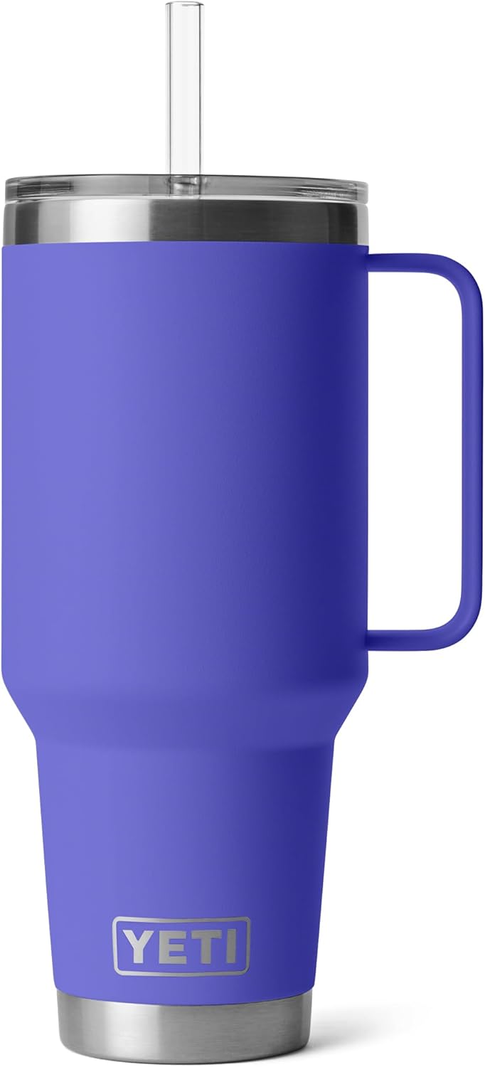 YETI Rambler 42 oz Tumbler with Handle and Straw Lid, Travel Mug Water Tumbler, Vacuum Insulated Cup with Handle, Stainless Steel, Key Lime