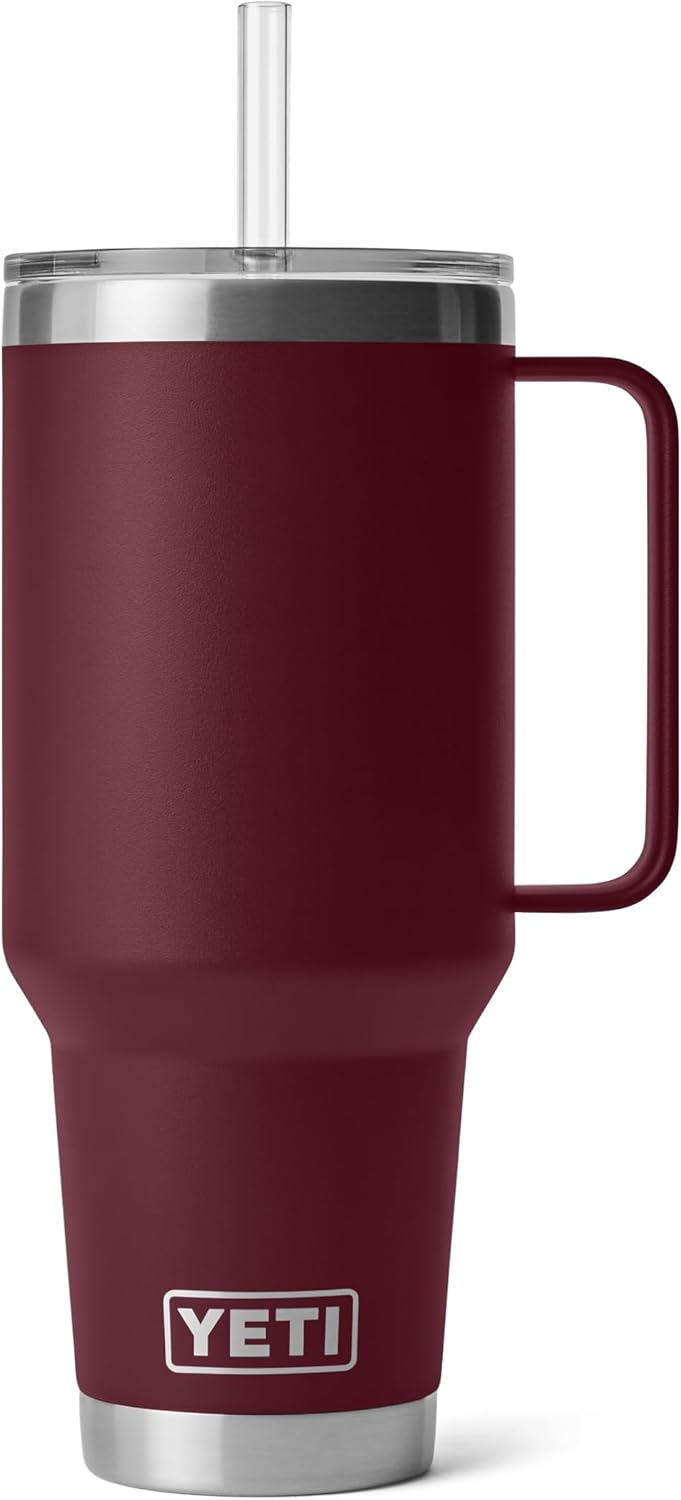 YETI Rambler 42 oz Tumbler with Handle and Straw Lid, Travel Mug Water Tumbler, Vacuum Insulated Cup with Handle, Stainless Steel, Key Lime