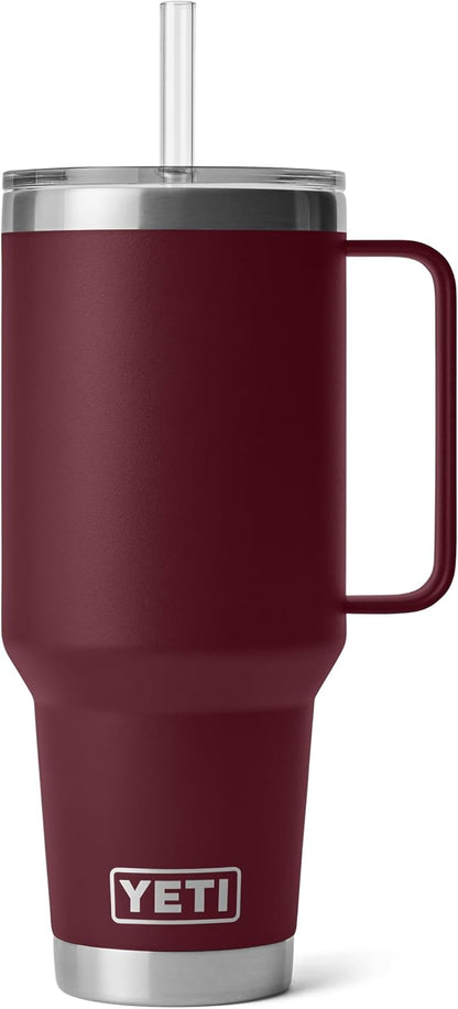 YETI Rambler 42 oz Tumbler with Handle and Straw Lid, Travel Mug Water Tumbler, Vacuum Insulated Cup with Handle, Stainless Steel, Key Lime