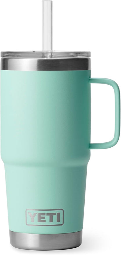YETI Rambler 42 oz Tumbler with Handle and Straw Lid, Travel Mug Water Tumbler, Vacuum Insulated Cup with Handle, Stainless Steel, Key Lime