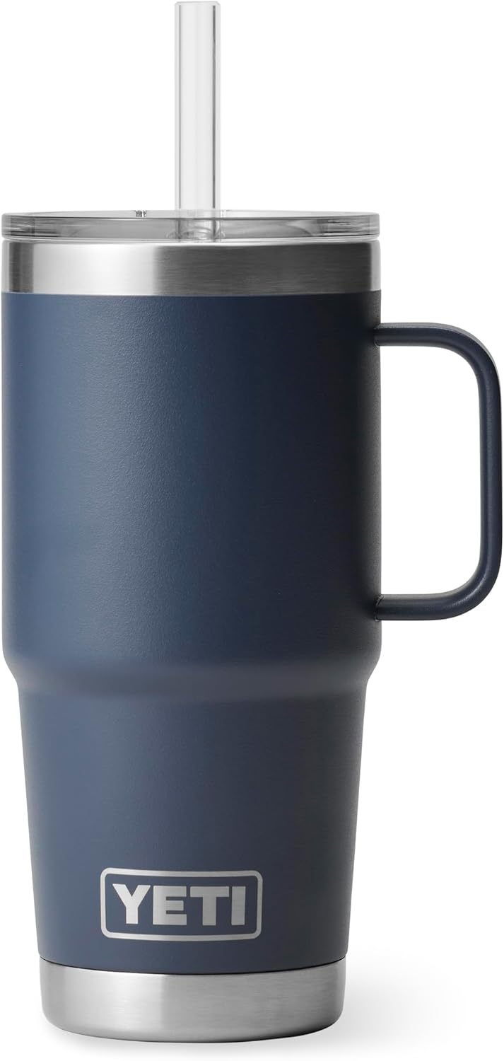 YETI Rambler 42 oz Tumbler with Handle and Straw Lid, Travel Mug Water Tumbler, Vacuum Insulated Cup with Handle, Stainless Steel, Key Lime