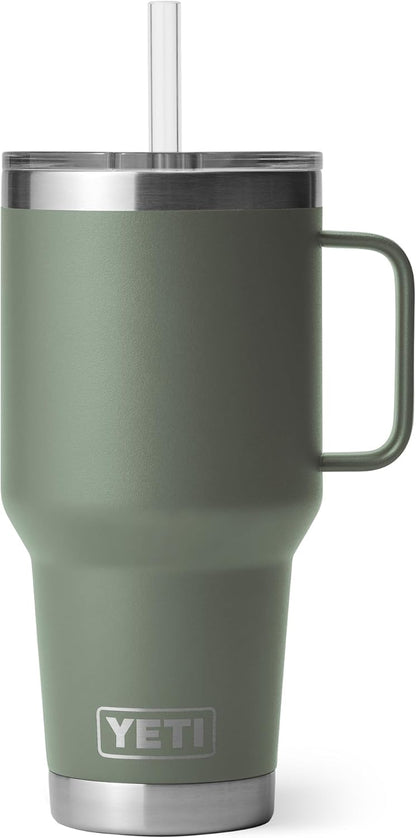 YETI Rambler 42 oz Tumbler with Handle and Straw Lid, Travel Mug Water Tumbler, Vacuum Insulated Cup with Handle, Stainless Steel, Key Lime