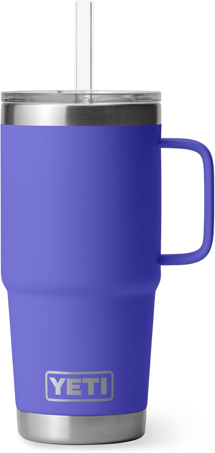 YETI Rambler 42 oz Tumbler with Handle and Straw Lid, Travel Mug Water Tumbler, Vacuum Insulated Cup with Handle, Stainless Steel, Key Lime