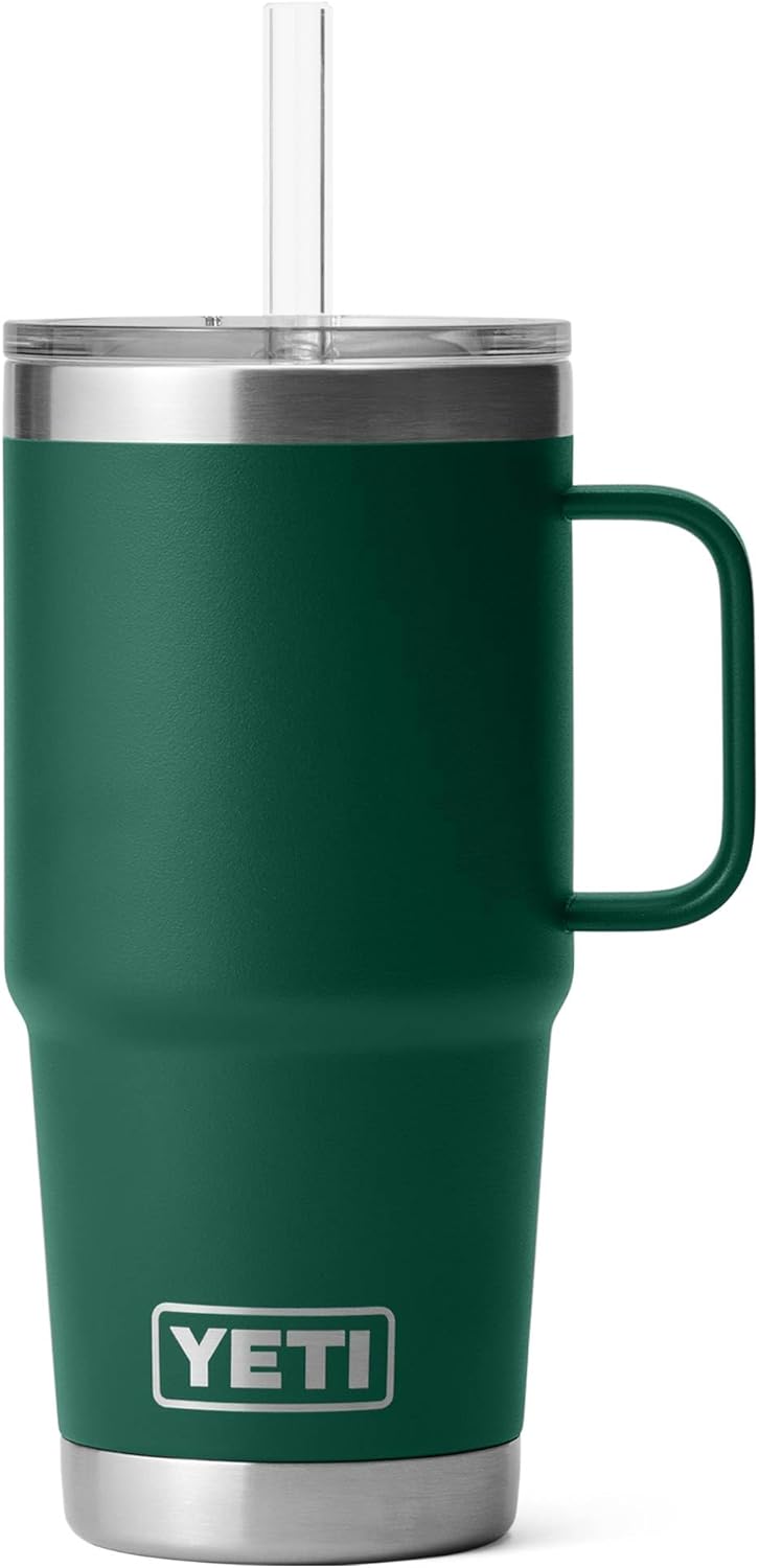 YETI Rambler 42 oz Tumbler with Handle and Straw Lid, Travel Mug Water Tumbler, Vacuum Insulated Cup with Handle, Stainless Steel, Key Lime