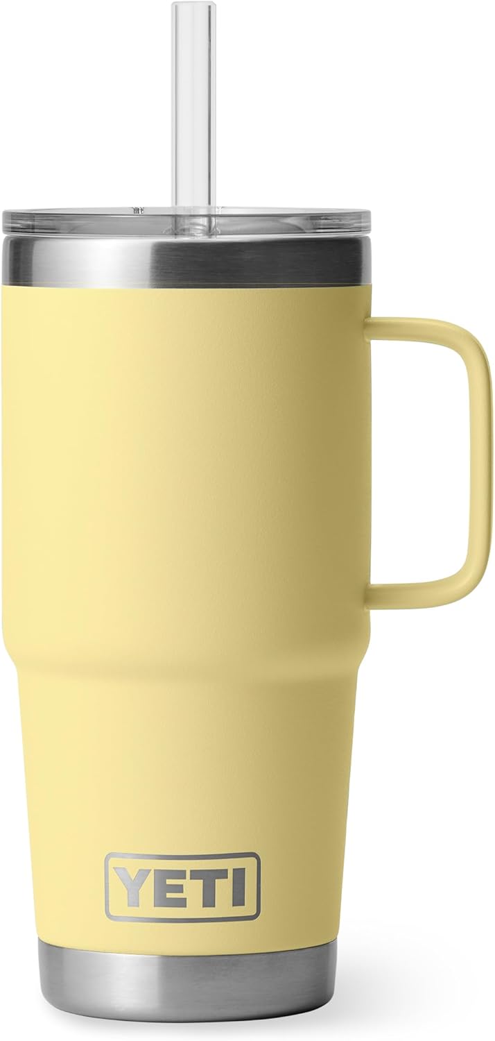 YETI Rambler 42 oz Tumbler with Handle and Straw Lid, Travel Mug Water Tumbler, Vacuum Insulated Cup with Handle, Stainless Steel, Key Lime
